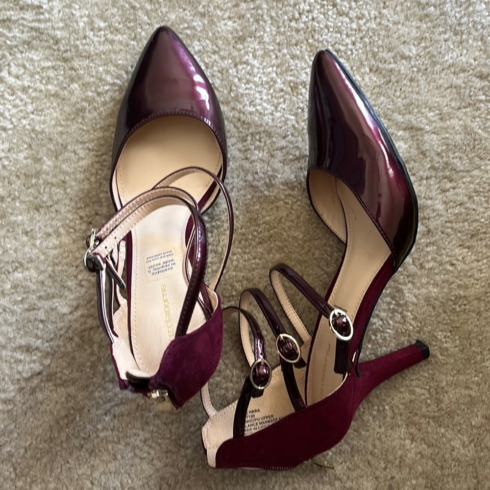Burgundy Patent Leather & Suede heels